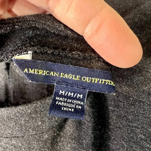 American Eagle Outfitters Bell Sleeve Lace Panel Gray Blouse Size Medium - Picture 8 of 11